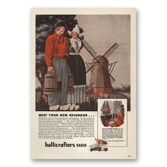 1944 Hallicrafters Holland Is a Tiny Nation Vintage Magazine Print Ad