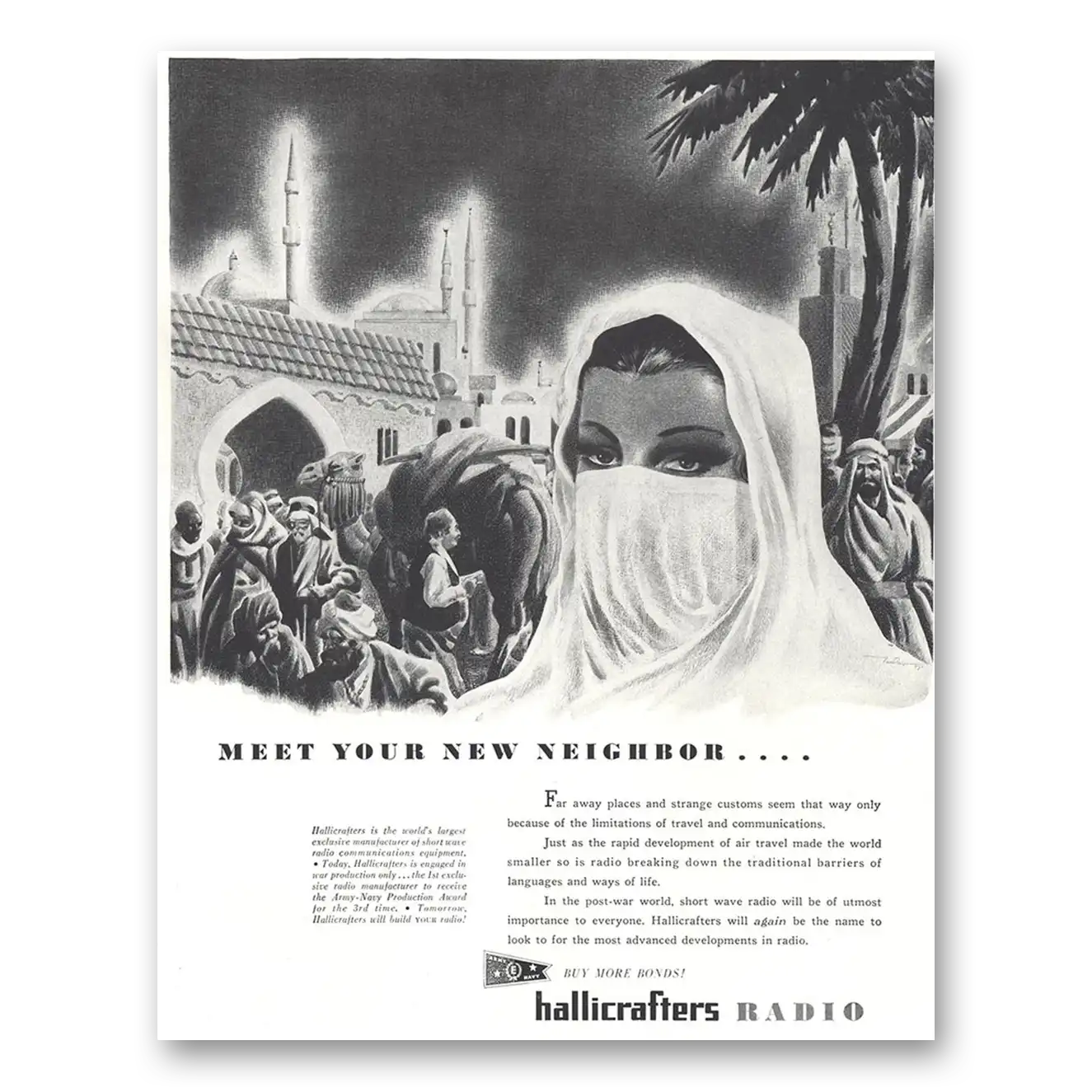 1944 Hallicrafters Meet Your New Neighbor Vintage Magazine Print Ad