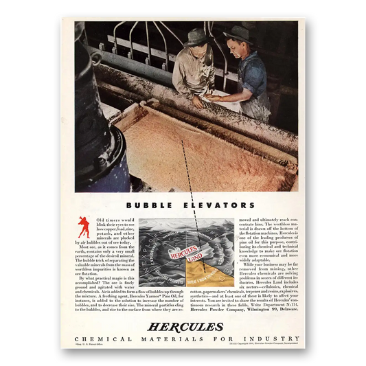 1944 Hercules Powder Bubble Elevators Vintage Magazine Print Ad