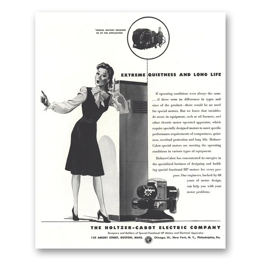 1944 Holter Cabot Electric Electric Extreme Quietness and Long Life Vintage Magazine Print Ad