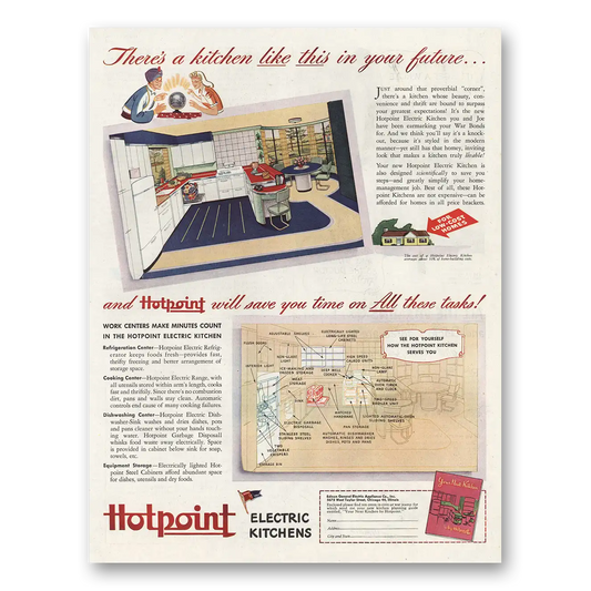 1944 Hotpoint Electric Kitchens Kitchen Like This In Your Future Vintage Magazine Print Ad