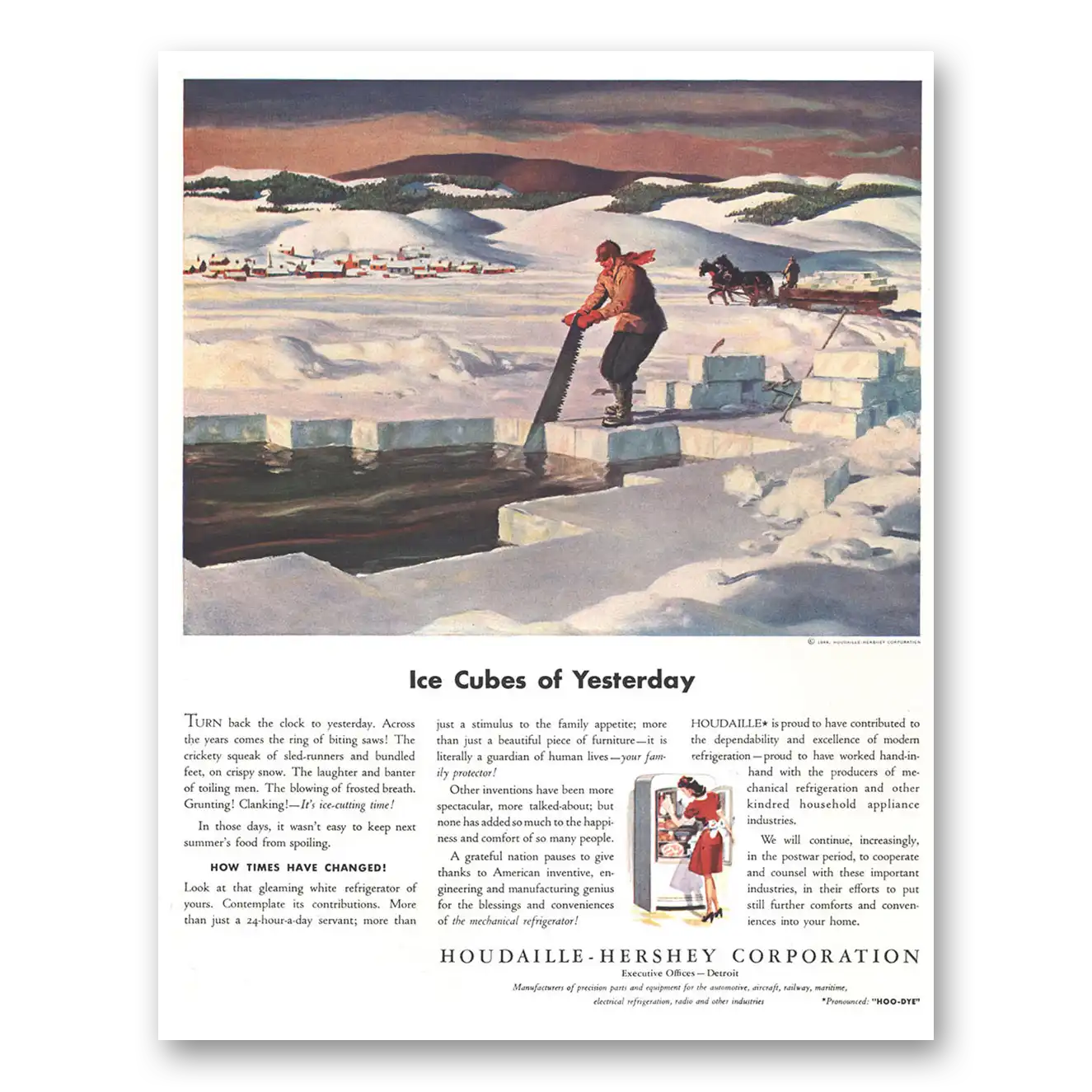 1944 Houdaille Hershey Ice Cubes of Yesterday Vintage Magazine Print Ad