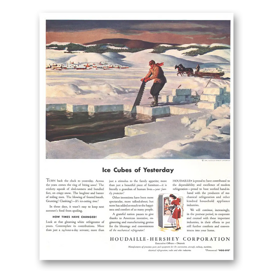 1944 Houdaille Hershey Ice Cubes of Yesterday Vintage Magazine Print Ad