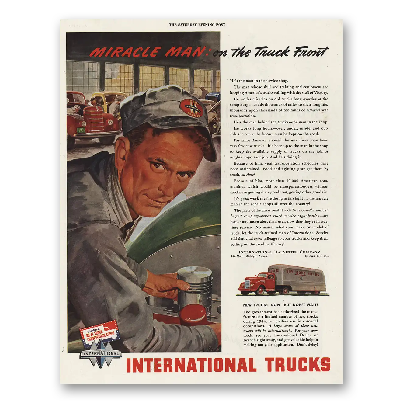 1944 International Trucks Miracle Man Vintage Magazine Print Ad