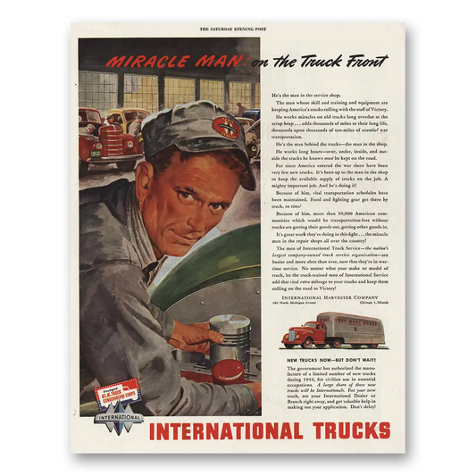 1944 International Trucks Miracle Man Vintage Magazine Print Ad