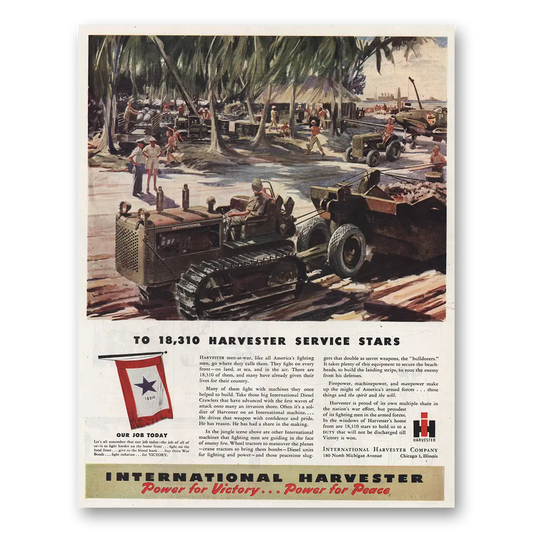 1944 International Harvester Service Stars Vintage Magazine Print Ad