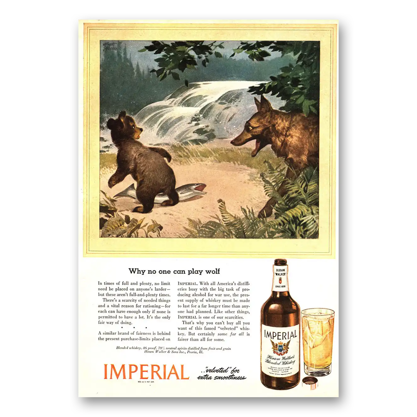 1944 Imperial Whiskey Why No One Can Play Wolf Vintage Magazine Print Ad