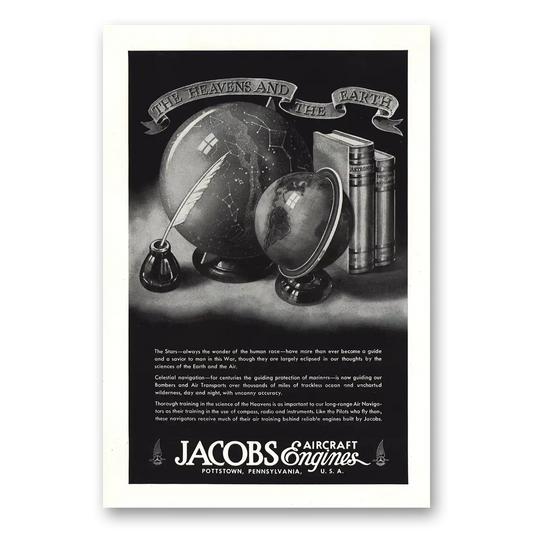 1944 Jacobs Aircraft Engines Heavens and The Earth Vintage Magazine Print Ad