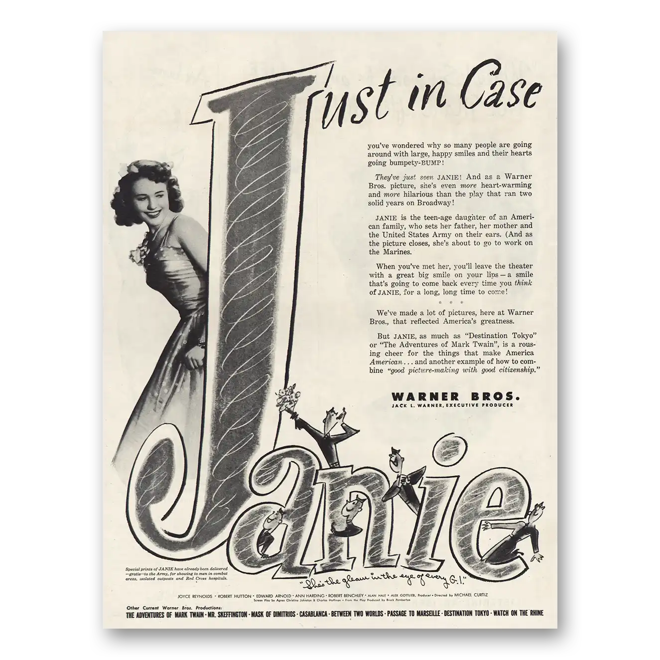 1944 Janie Promo Joyce Reynolds Vintage Magazine Print Ad