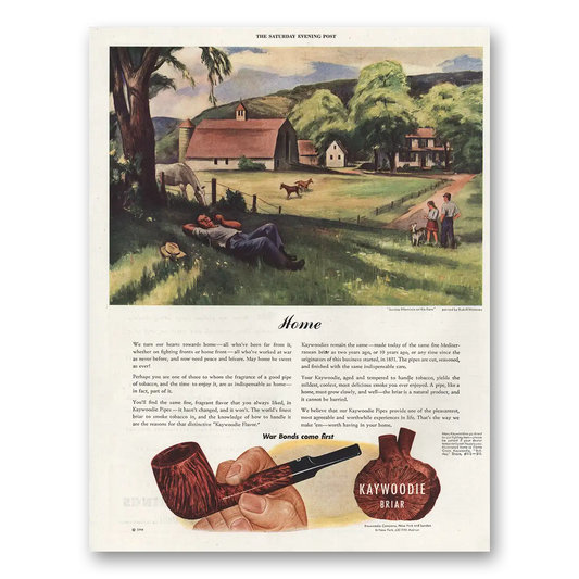 1944 Kaywoodie Sunday Afternoon On Farm Vintage Magazine Print Ad