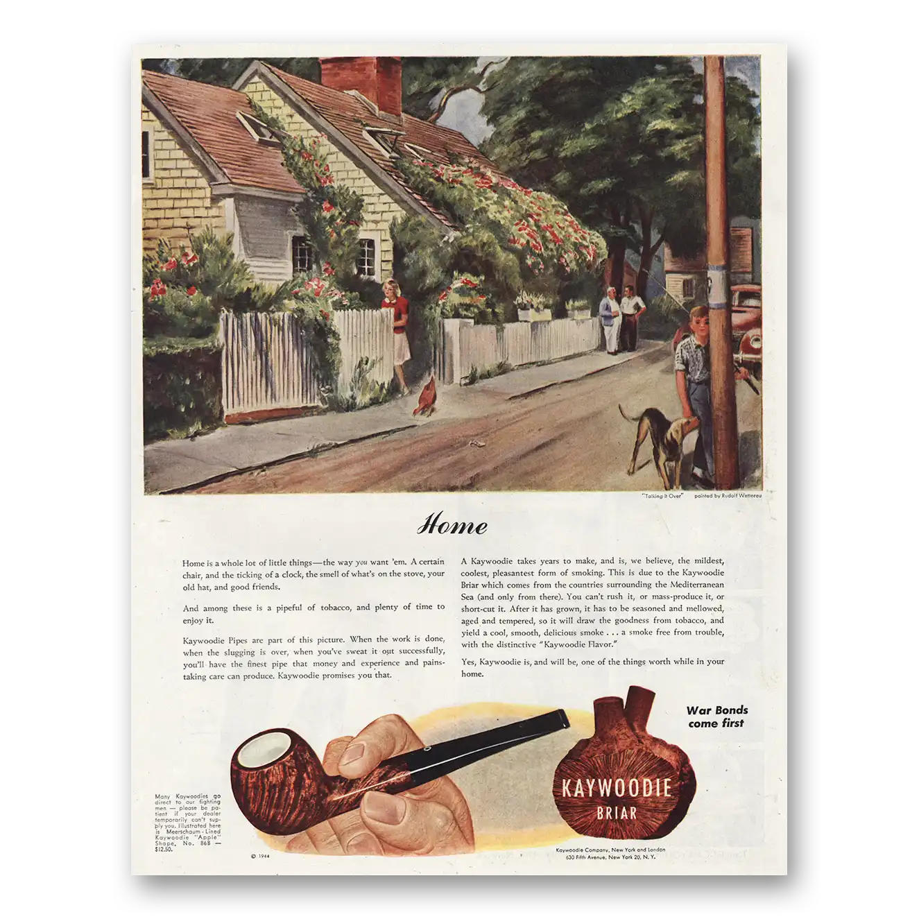 1944 Kaywoodie Sunday Afternoon On Farm Vintage Magazine Print Ad