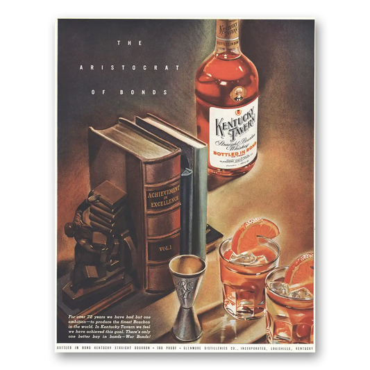 1944 Kentucky Tavern Whiskey Aristocrat of Bonds Bookends Vintage Magazine Print Ad