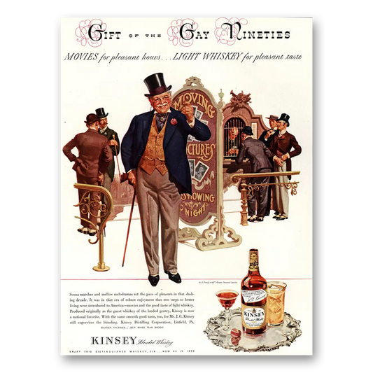 1944 Kinsey Whiskey Gift of the Gay Nineties Vintage Magazine Print Ad