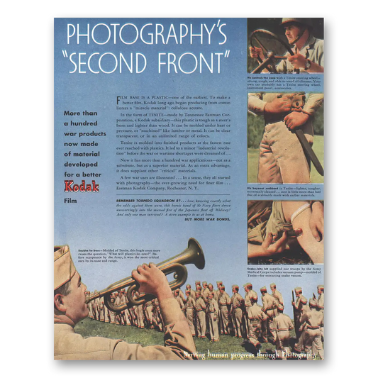 1944 Kodak Film Photography's Second Front Vintage Magazine Print Ad