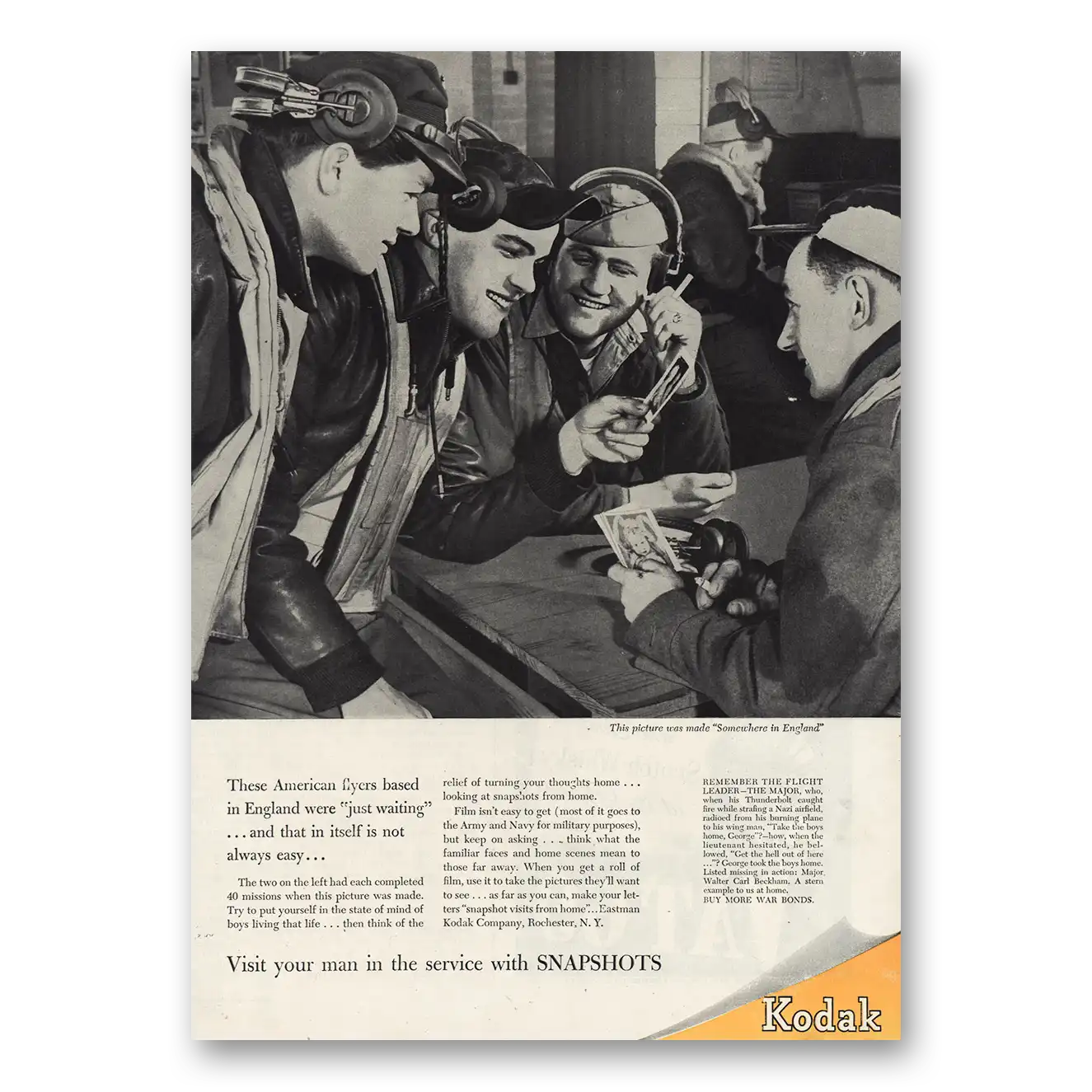 1944 Kodak American Flyers Vintage Magazine Print Ad