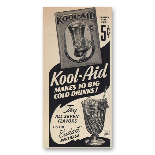 1944 Kool Aid Makes Big Cold Drinks Vintage Magazine Print Ad