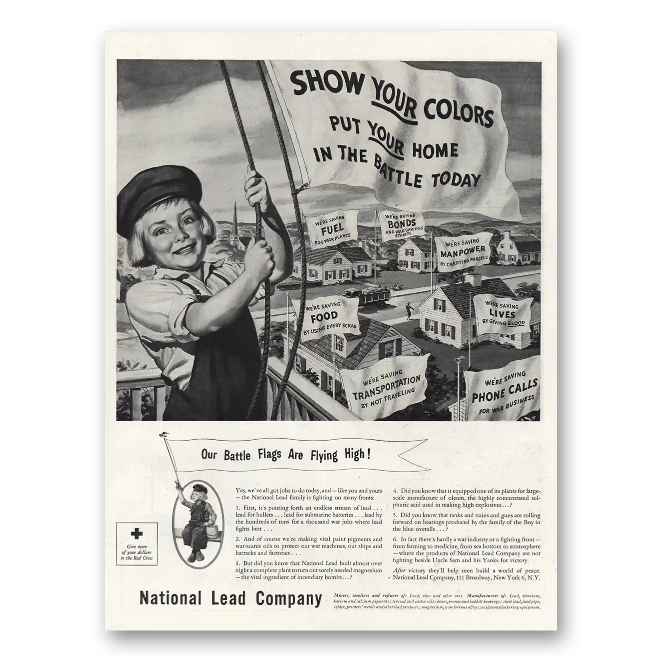 1944 National Lead Company Show Your Colors Put Your Home In Battle Vintage Magazine Print Ad