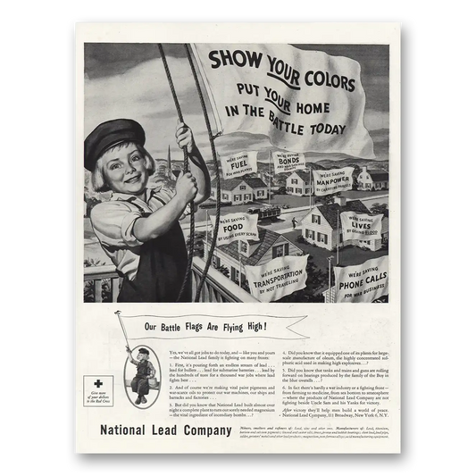 1944 National Lead Company Show Your Colors Put Your Home In Battle Vintage Magazine Print Ad