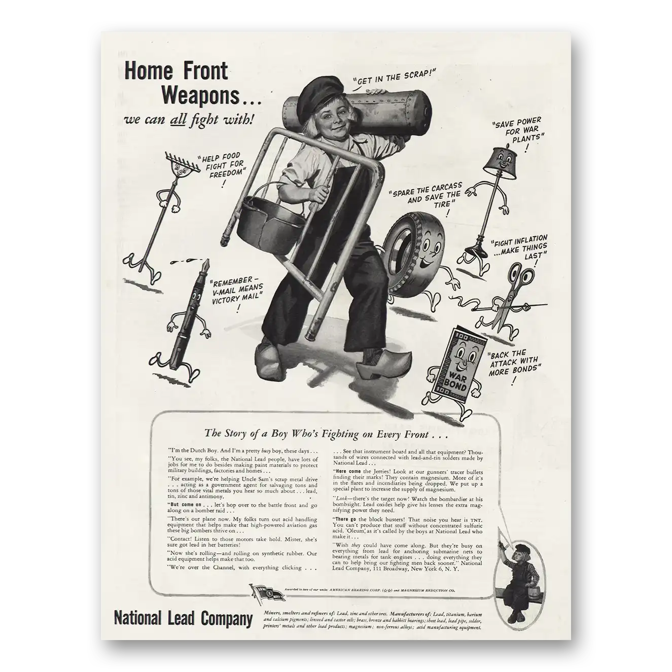 1944 National Lead Company Home Front Weapons Vintage Magazine Print Ad