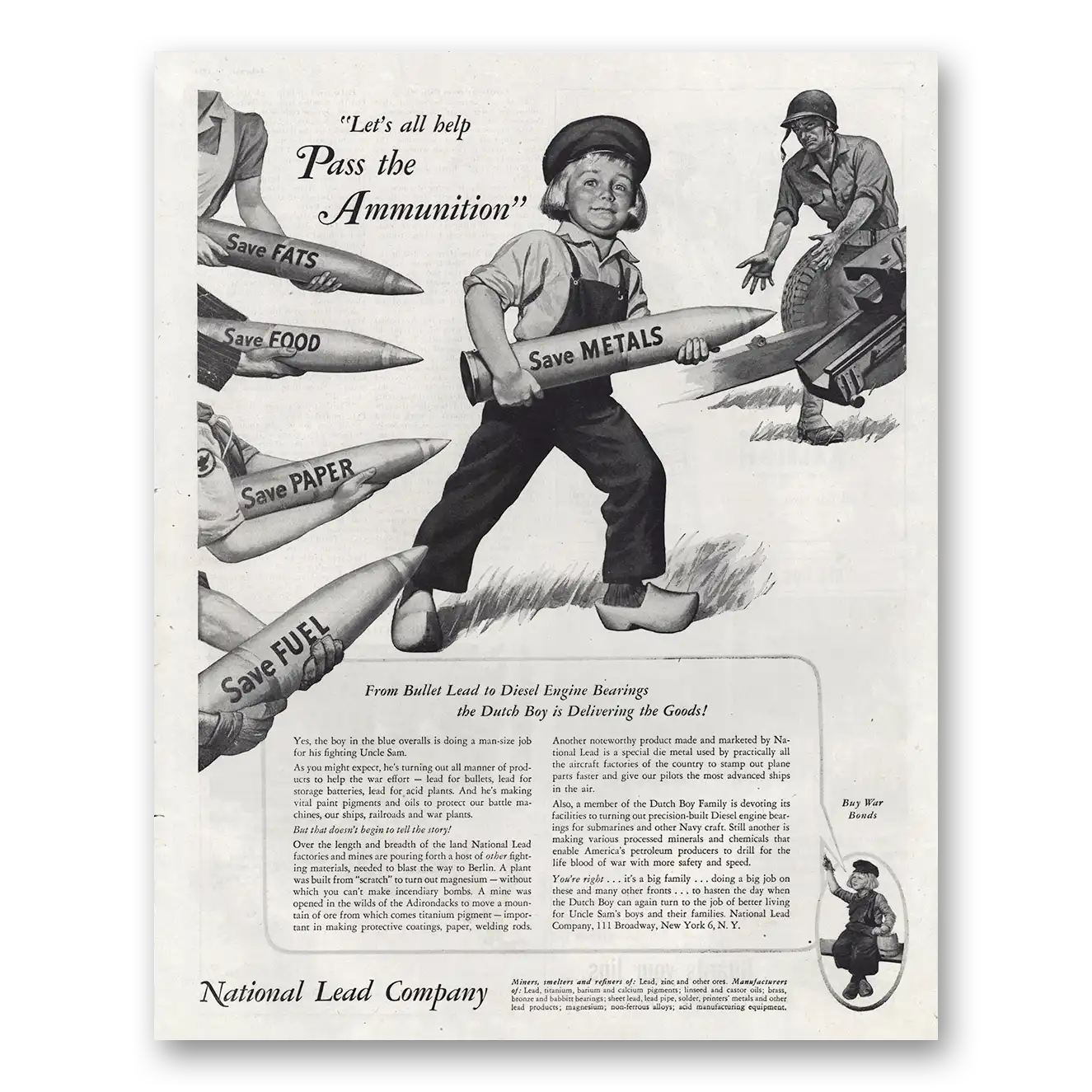 1944 National Lead Company Pass the Aluminum Vintage Magazine Print Ad