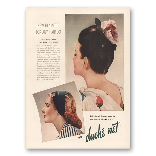 1944 Lilly Dache Glamour Any Hair Do Vintage Magazine Print Ad