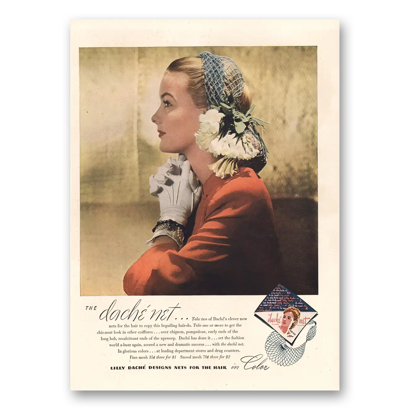 1944 Lilly Dache Take Two Vintage Magazine Print Ad