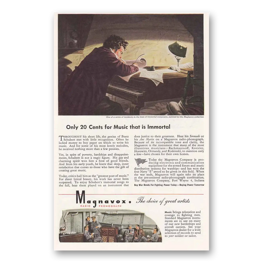 1944 Magnavox Radio Phonograph Music that is Immortal Vintage Magazine Print Ad