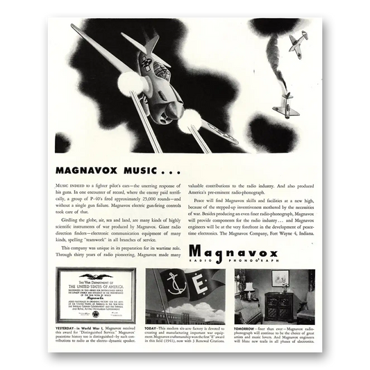 1944 Magnavox Radio Phonograph Music Indeed to a Fighter Pilots Ears Vintage Magazine Print Ad