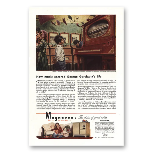 1944 Magnavox Radio Phonograph Music Entered George Gershwins Life Vintage Magazine Print Ad