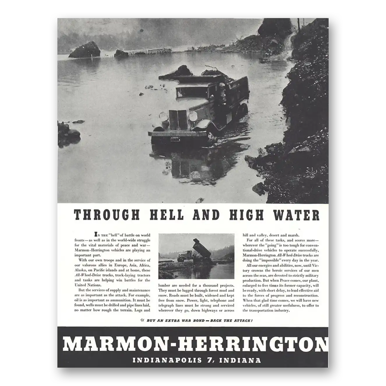 1944 Marmon Herrington Through Hell and High Water Vintage Magazine Print Ad