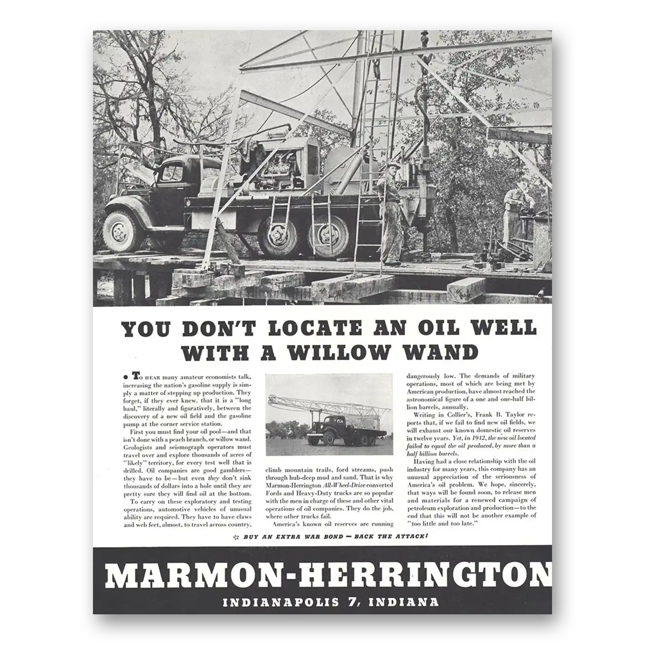 1944 Marmon Herrington Locate An Oil Well With a Willow Wand Vintage Magazine Print Ad