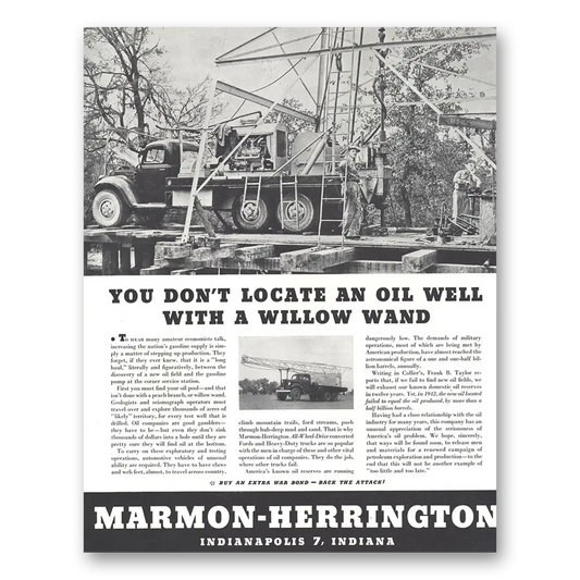 1944 Marmon Herrington Locate An Oil Well With a Willow Wand Vintage Magazine Print Ad