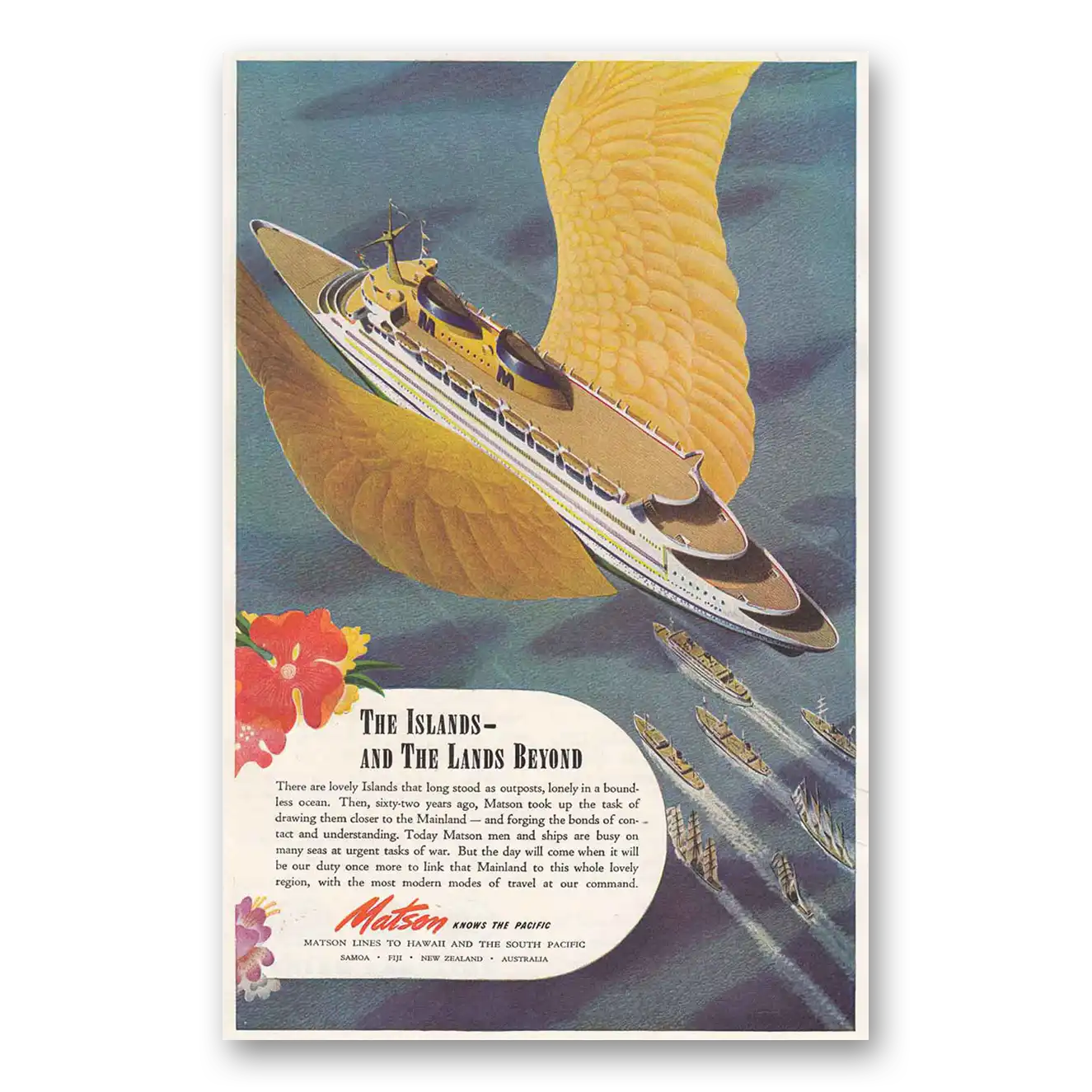 1944 Matson Line Islands and the Lands Beyond Vintage Magazine Print Ad