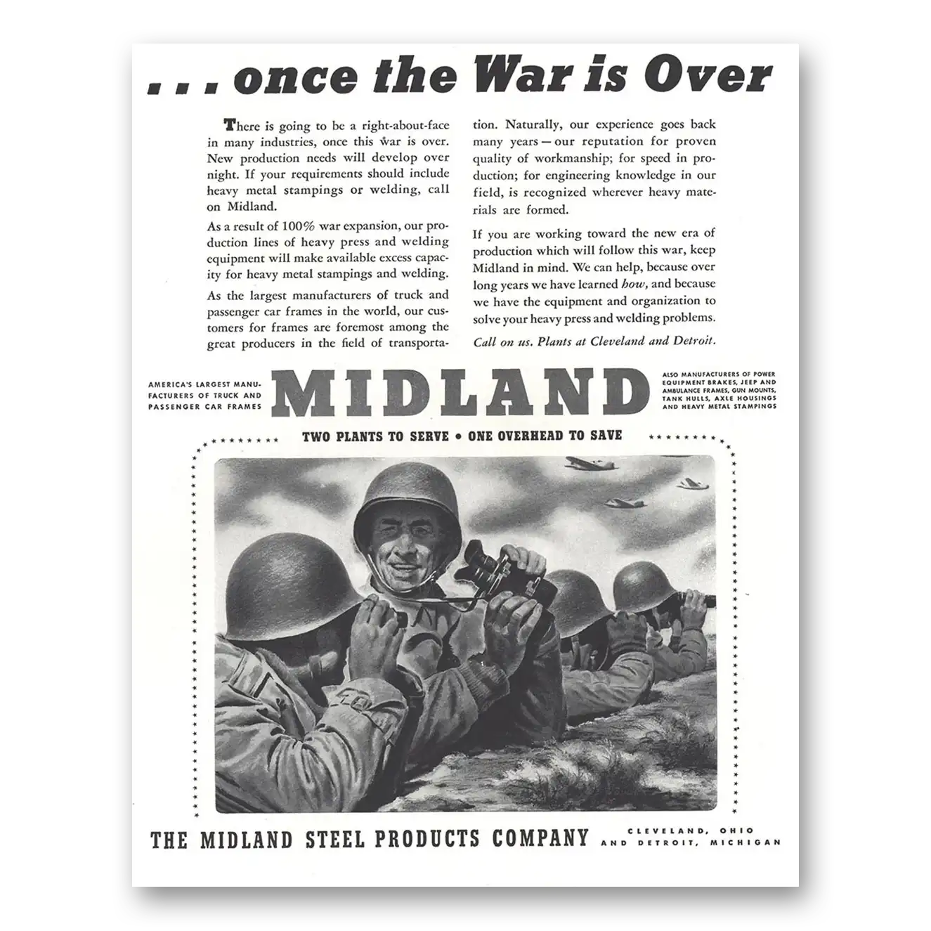 1944 Midland Steel Once the War Is Over Vintage Magazine Print Ad