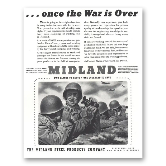 1944 Midland Steel Once the War Is Over Vintage Magazine Print Ad