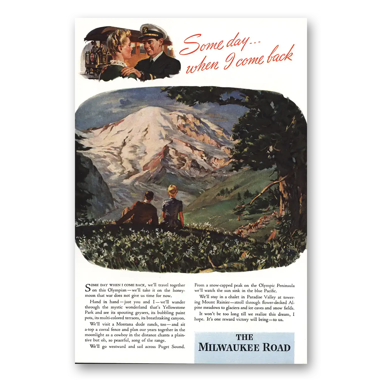 1944 Milwaukee Road Some Day When I Come Back Vintage Magazine Print Ad