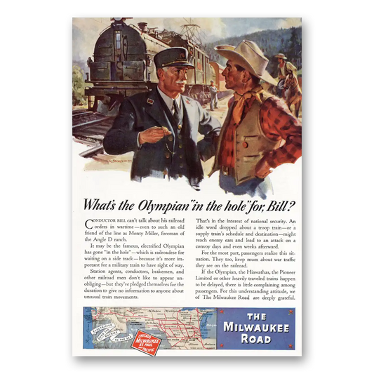 1944 Milwaukee Road Olympian in the Hole Vintage Magazine Print Ad