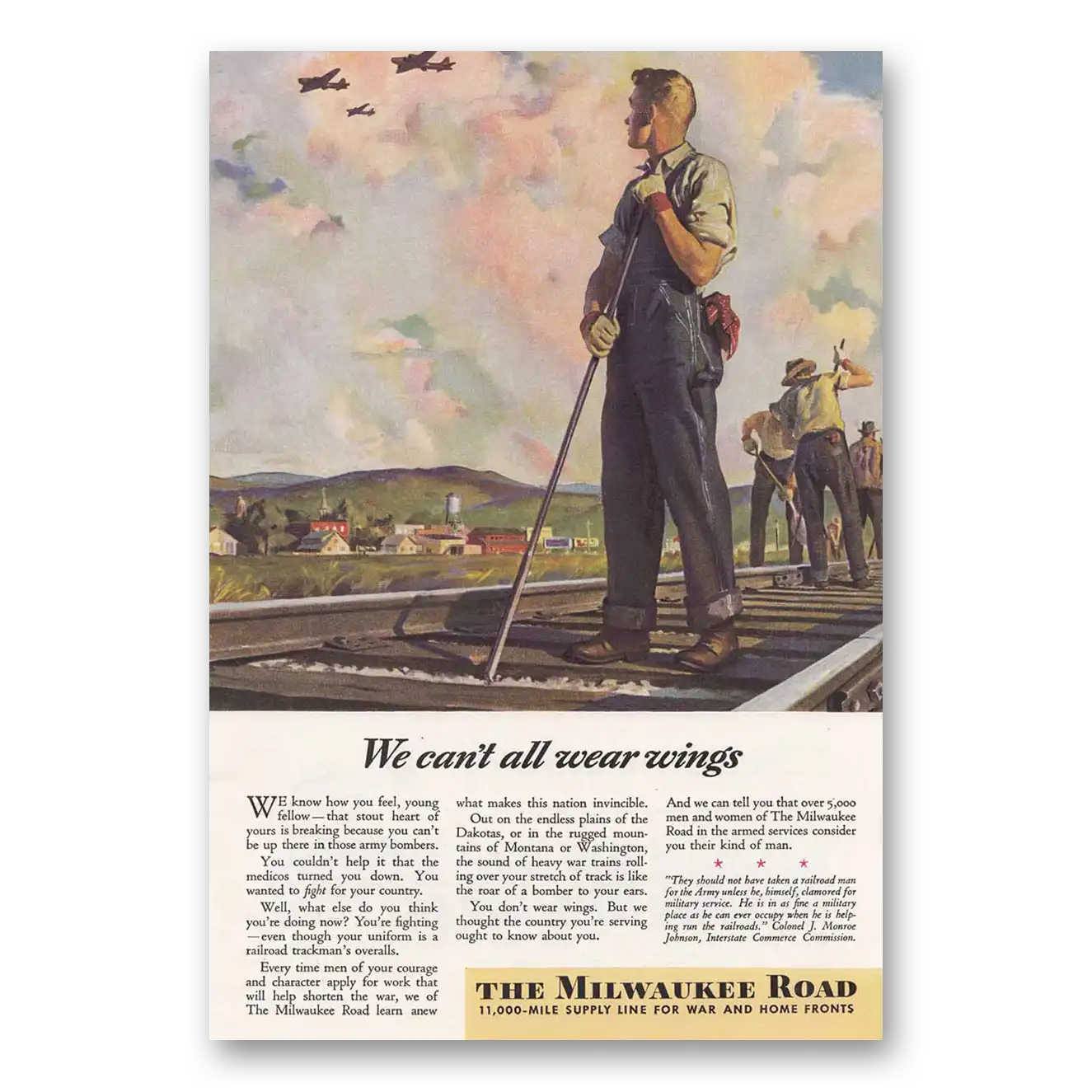 1944 Milwaukee Road We Can't All Wear Wings Vintage Magazine Print Ad