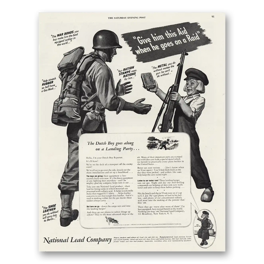 1944 National Lead Company Give Him This Aid When He Goes On Raid Vintage Magazine Print Ad