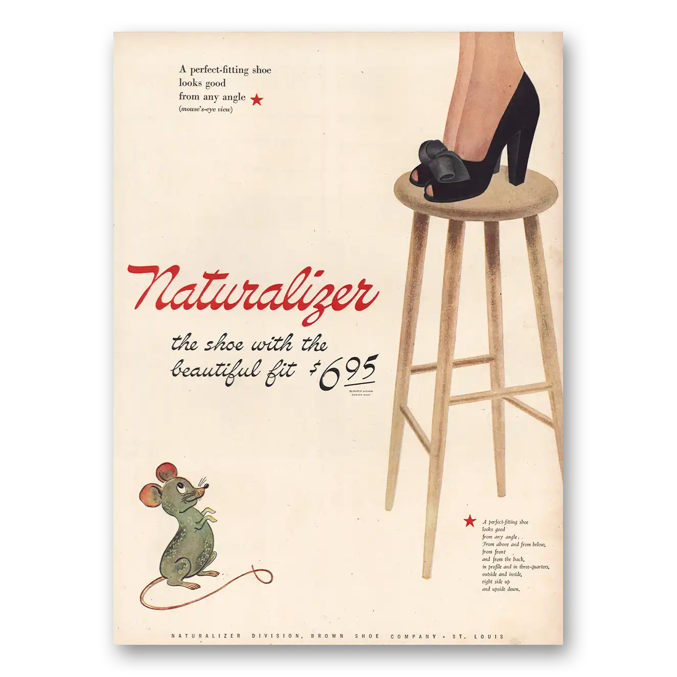 1944 Naturalizer Shoes Beautiful Fit Vintage Magazine Print Ad