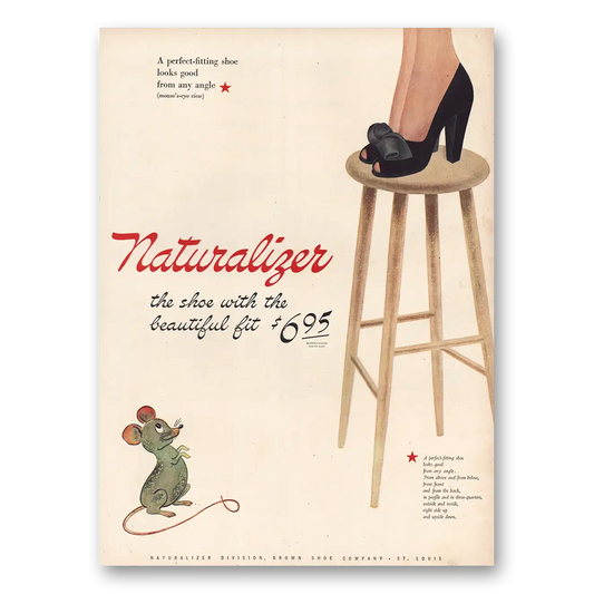 1944 Naturalizer Shoes Beautiful Fit Vintage Magazine Print Ad