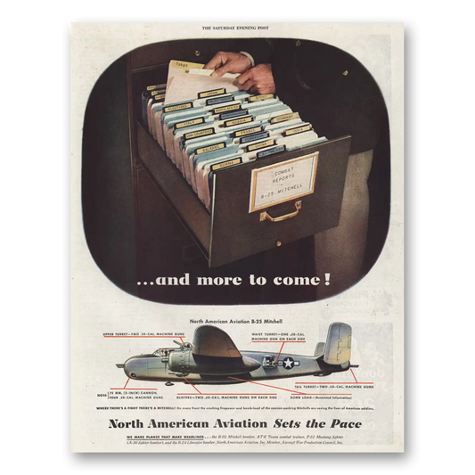 1944 North American Aviation B25 Mitchell Vintage Magazine Print Ad