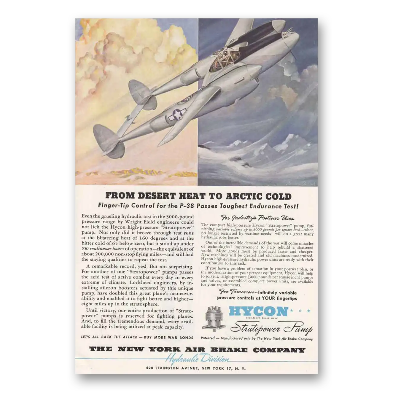 1944 Hycon Desert Heat to Arctic Cold Vintage Magazine Print Ad