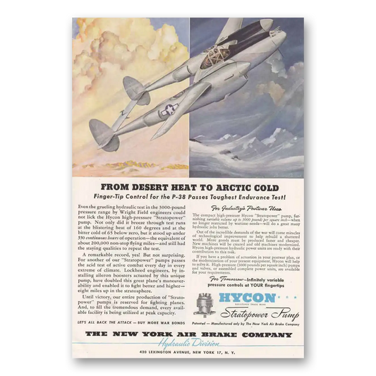 1944 Hycon Desert Heat to Arctic Cold Vintage Magazine Print Ad