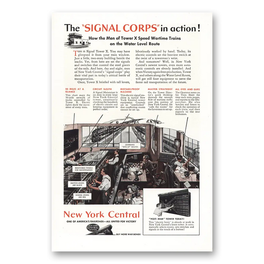 1944 New York Central Signal Corps In Action Vintage Magazine Print Ad