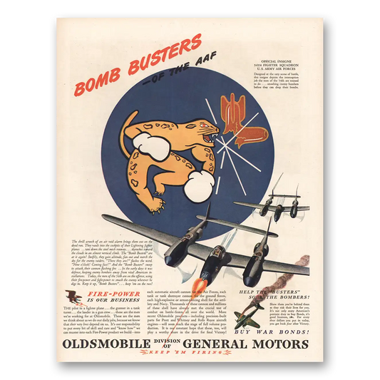 1944 Oldsmobile Bomb Busters Of the AAF Vintage Magazine Print Ad