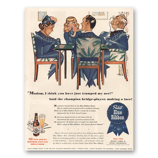 1944 Pabst Blue Ribbon Beer Madam Vintage Magazine Print Ad