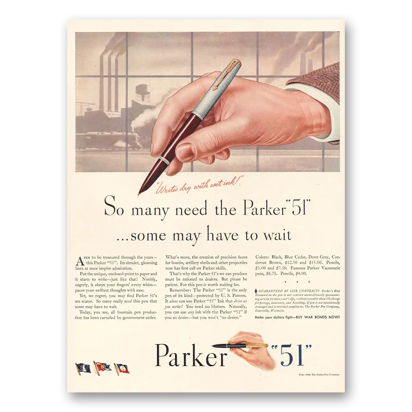 1944 Parker Pens So Many Need Parker 51 Vintage Magazine Print Ad