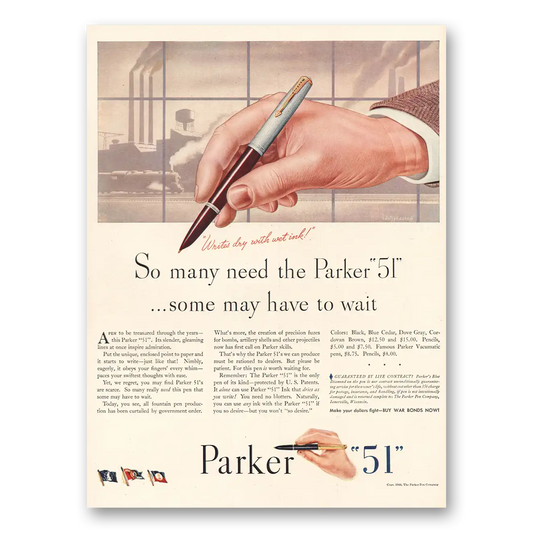 1944 Parker Pens So Many Need Parker 51 Vintage Magazine Print Ad