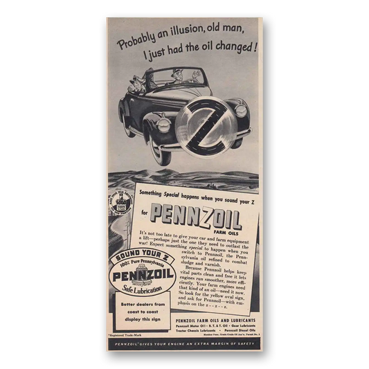 1944 Pennzoil Flying Car Vintage Magazine Print Ad